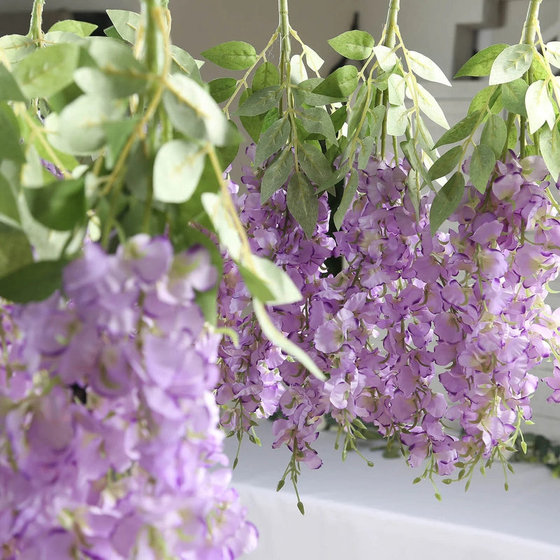 6 Artificial 21" Wisteria Silk Flowers Bushes Hanging Vines