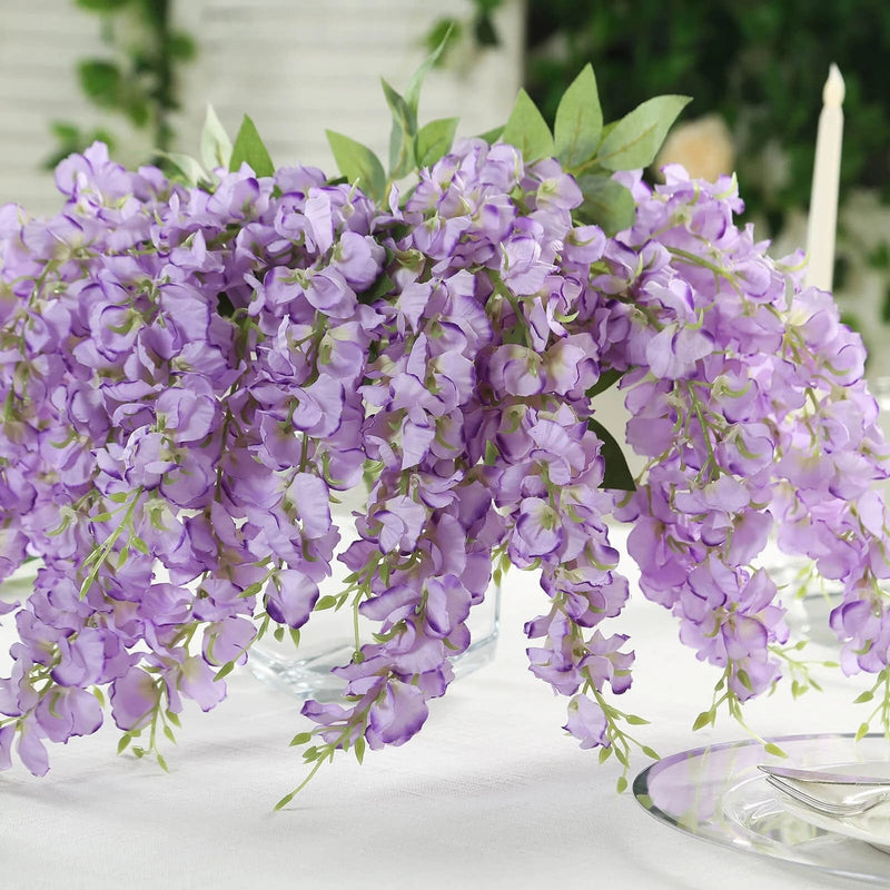 6 Artificial 21" Wisteria Silk Flowers Bushes Hanging Vines