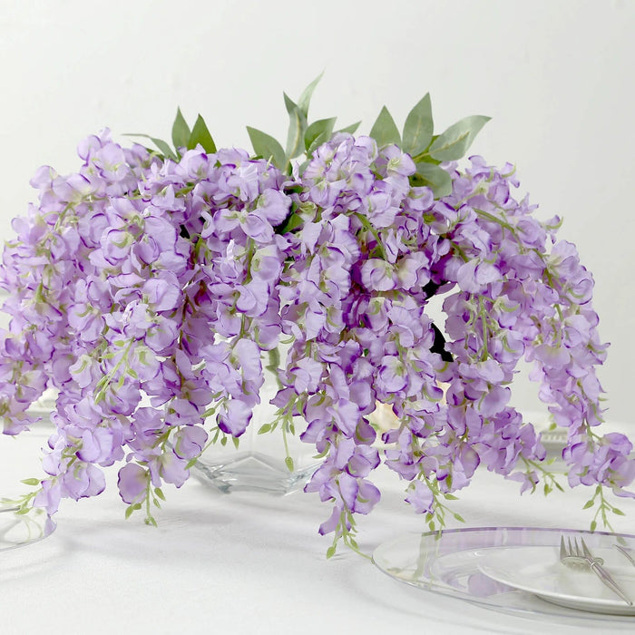 6 Artificial 21" Wisteria Silk Flowers Bushes Hanging Vines