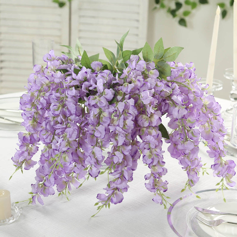 6 Artificial 21" Wisteria Silk Flowers Bushes Hanging Vines