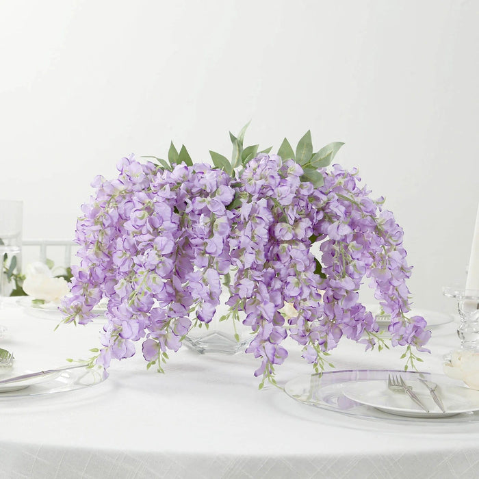 6 Artificial 21" Wisteria Silk Flowers Bushes Hanging Vines