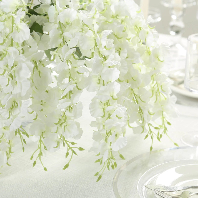 6 Artificial 21" Wisteria Silk Flowers Bushes Hanging Vines