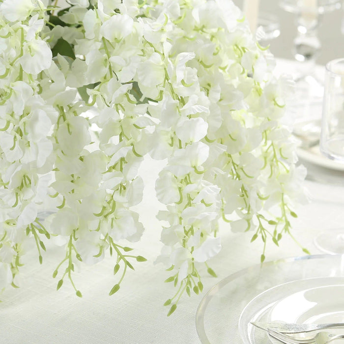 6 Artificial 21" Wisteria Silk Flowers Bushes Hanging Vines