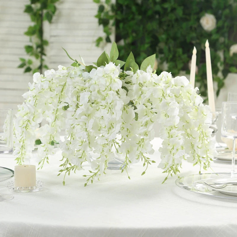 6 Artificial 21" Wisteria Silk Flowers Bushes Hanging Vines