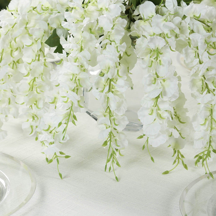 6 Artificial 21" Wisteria Silk Flowers Bushes Hanging Vines