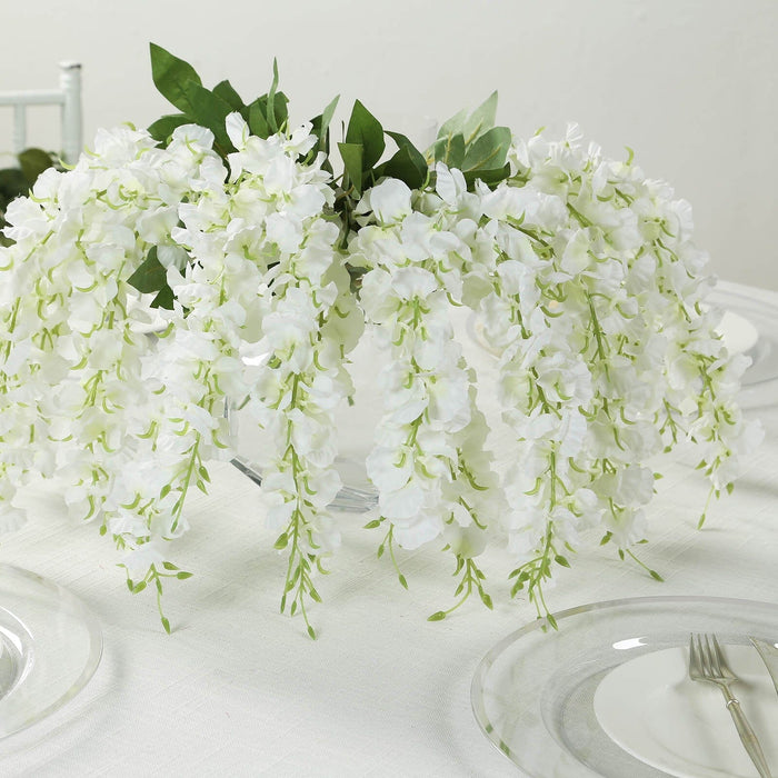 6 Artificial 21" Wisteria Silk Flowers Bushes Hanging Vines