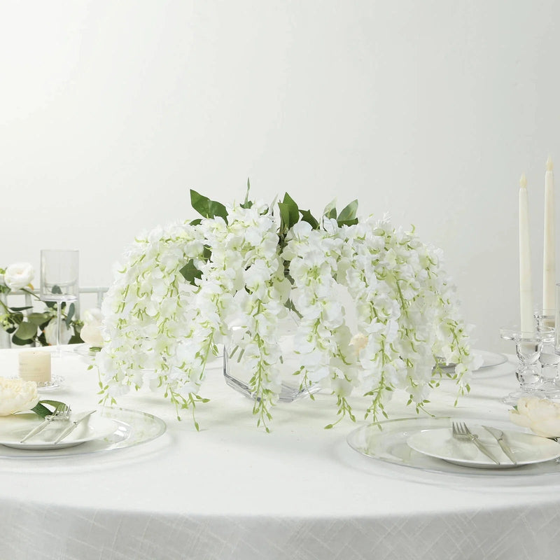 6 Artificial 21" Wisteria Silk Flowers Bushes Hanging Vines