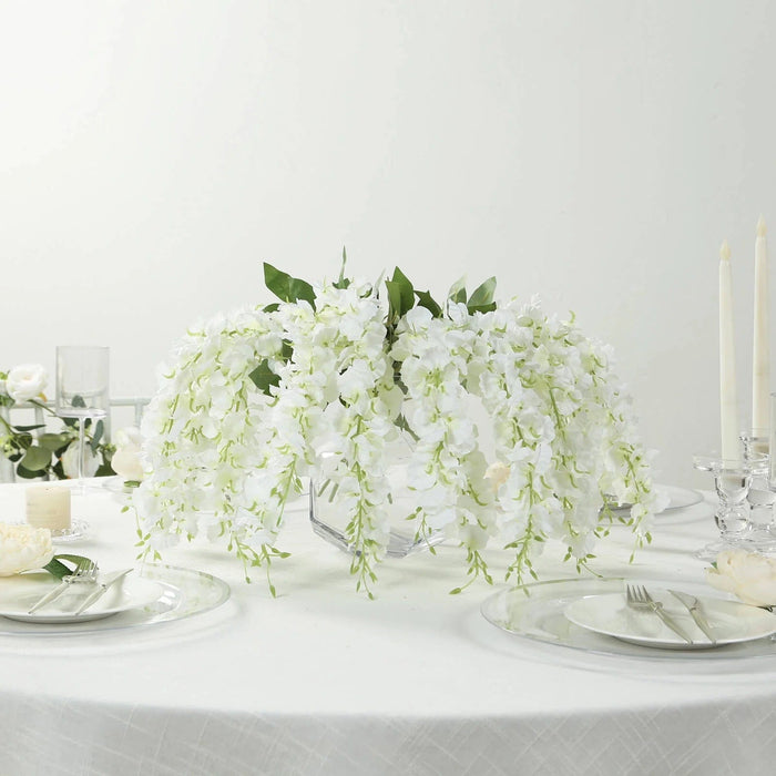 6 Artificial 21" Wisteria Silk Flowers Bushes Hanging Vines