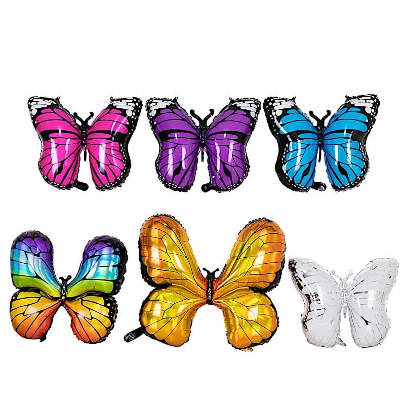 6 Butterfly Mylar Foil Balloons - Assorted BLOON_FOL0026_BUT_MIX