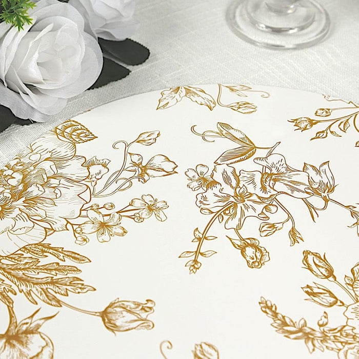 6 Cardboard Paper Placemats with gold French Toile Pattern - White DSP_CHRG_R0023_FLOR_GOLD