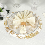 6 Cardboard Paper Placemats with gold French Toile Pattern - White DSP_CHRG_R0023_FLOR_GOLD
