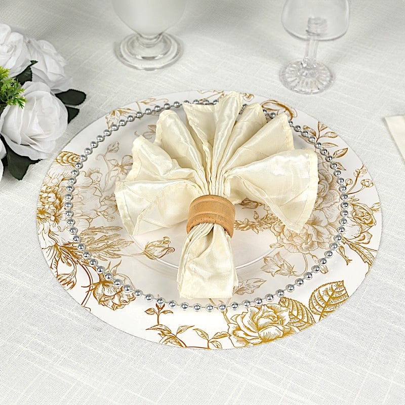 6 Cardboard Paper Placemats with gold French Toile Pattern - White DSP_CHRG_R0023_FLOR_GOLD