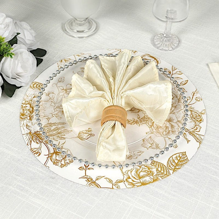 6 Cardboard Paper Placemats with gold French Toile Pattern - White DSP_CHRG_R0023_FLOR_GOLD