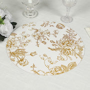 6 Cardboard Paper Placemats with gold French Toile Pattern - White DSP_CHRG_R0023_FLOR_GOLD