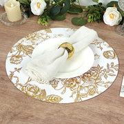 6 Cardboard Paper Placemats with gold French Toile Pattern - White DSP_CHRG_R0023_FLOR_GOLD