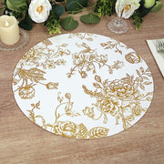 6 Cardboard Paper Placemats with gold French Toile Pattern - White DSP_CHRG_R0023_FLOR_GOLD