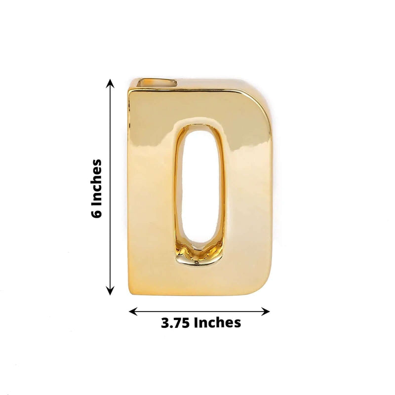 6" Ceramic Letters and Symbols Flower Vase Table Centerpiece - Gold