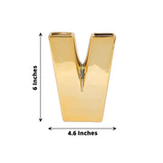 6" Ceramic Letters and Symbols Flower Vase Table Centerpiece - Gold