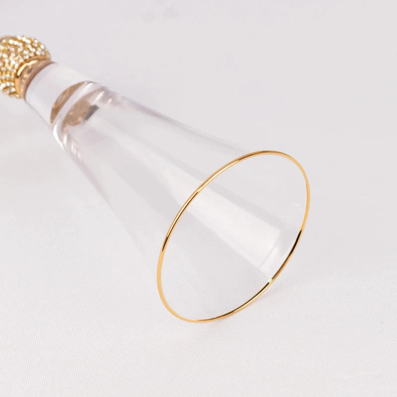 6 Champagne Flute Glasses 6oz Gold Rim Design with Studded Rhinestones - Clear GLAS_CUCP004_6_CLGD