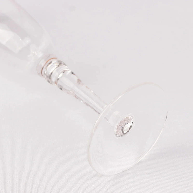 6 Champagne Flute Glasses 6oz Gold Rimmed Design with Long Beaded Stem - Clear GLAS_CUCP002_6_CLGD