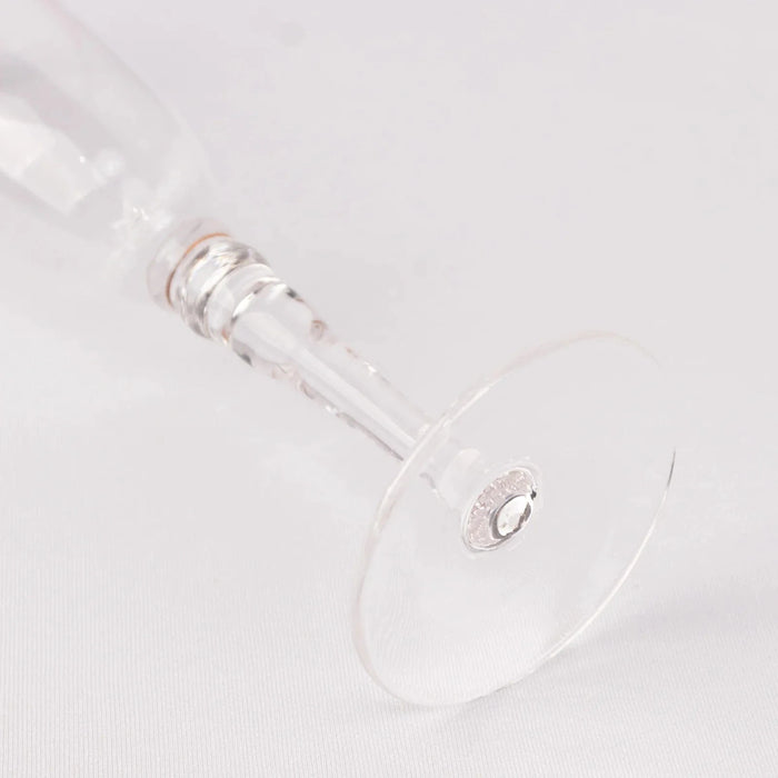 6 Champagne Flute Glasses 6oz Gold Rimmed Design with Long Beaded Stem - Clear GLAS_CUCP002_6_CLGD