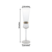6 Champagne Flute Glasses 6oz Ribbed Stemware with Gold Ring Accent - Clear GLAS_CUCP006_7_CLGD