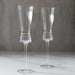 6 Champagne Flute Glasses 6oz Ribbed Stemware with Gold Ring Accent - Clear GLAS_CUCP006_7_CLGD