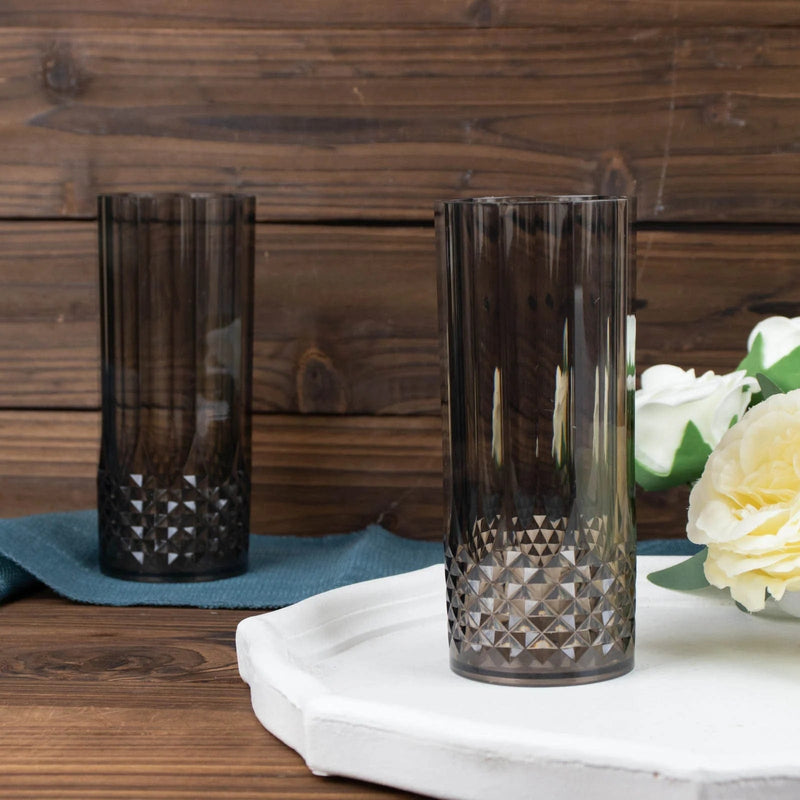 6 Clear 14 oz Crystal Plastic Drinking Glasses - Disposable Tableware