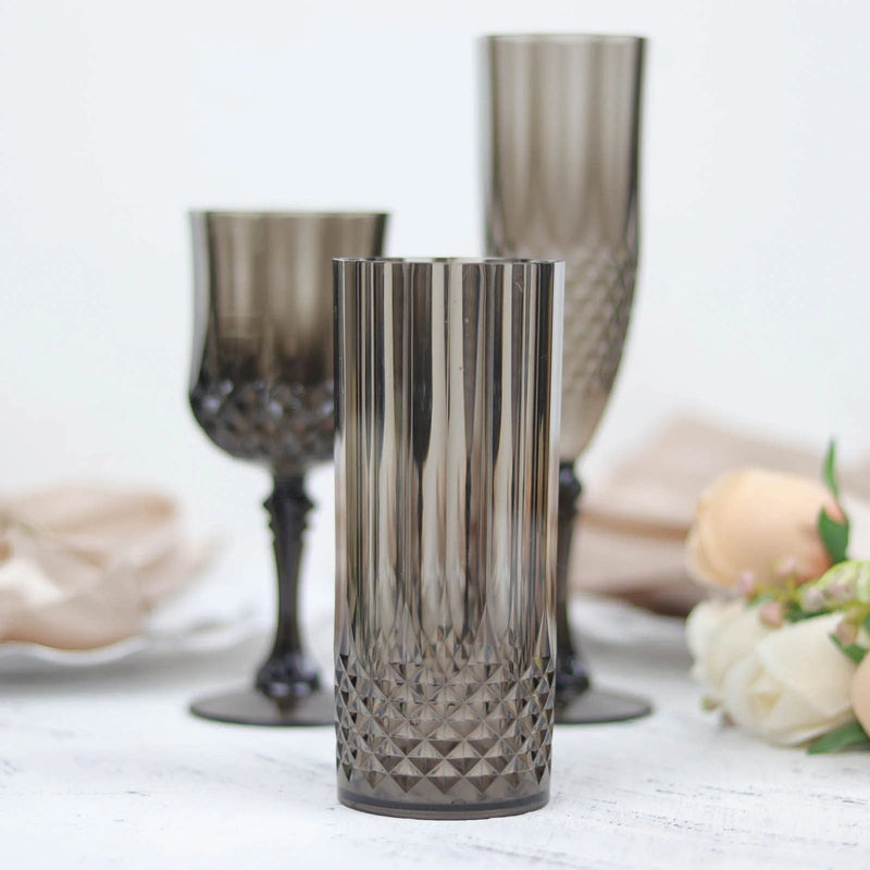 6 Clear 14 oz Crystal Plastic Drinking Glasses - Disposable Tableware