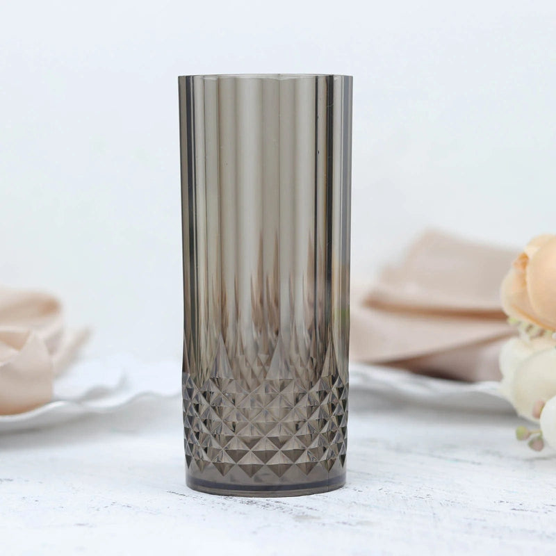 6 Clear 14 oz Crystal Plastic Drinking Glasses - Disposable Tableware