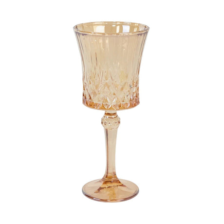 6 Crystal Cut 9 oz Vintage Wine Glasses Goblets - Amber Gold GLAS_CUWN009_9_AMB