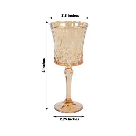 6 Crystal Cut 9 oz Vintage Wine Glasses Goblets - Amber Gold GLAS_CUWN009_9_AMB