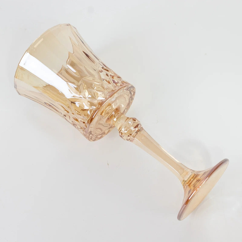 6 Crystal Cut 9 oz Vintage Wine Glasses Goblets - Amber Gold GLAS_CUWN009_9_AMB