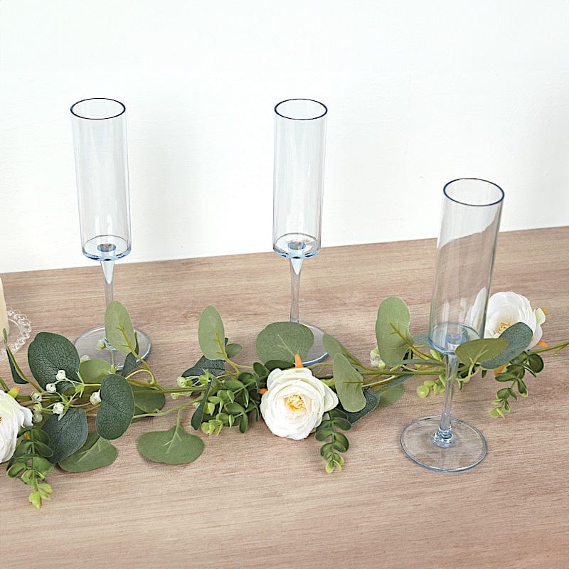 6 Cylindrical 6 oz Reusable Plastic Champagne Flute Glasses
