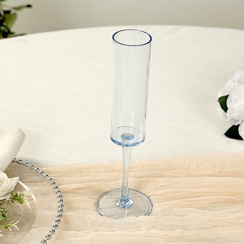 6 Cylindrical 6 oz Reusable Plastic Champagne Flute Glasses