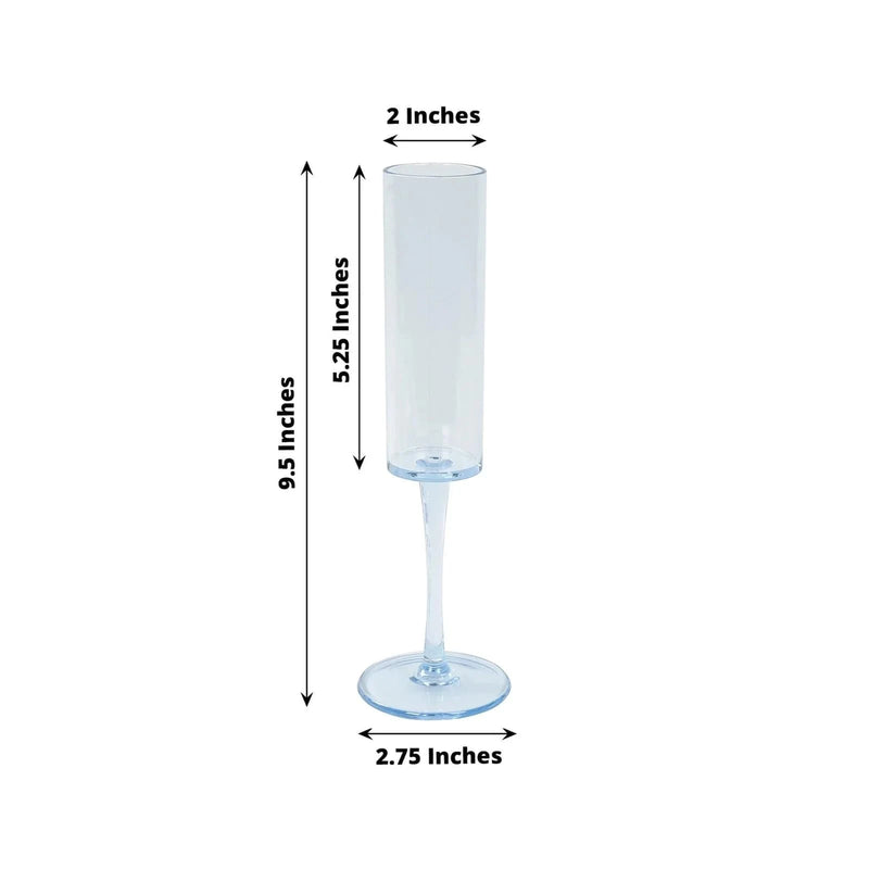 6 Cylindrical 6 oz Reusable Plastic Champagne Flute Glasses