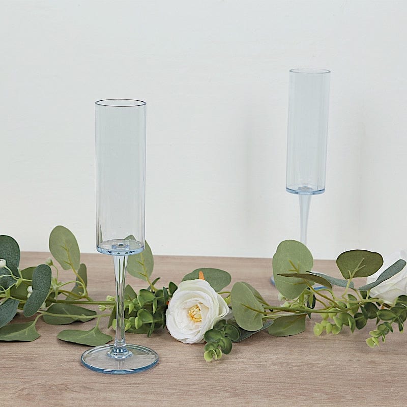 6 Cylindrical 6 oz Reusable Plastic Champagne Flute Glasses