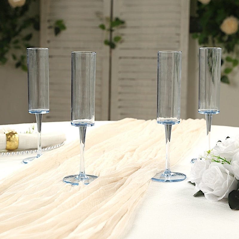 6 Cylindrical 6 oz Reusable Plastic Champagne Flute Glasses
