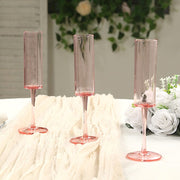6 Cylindrical 6 oz Reusable Plastic Champagne Flute Glasses