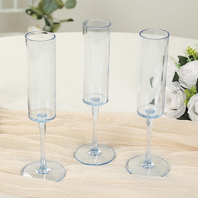 6 Cylindrical 6 oz Reusable Plastic Champagne Flute Glasses