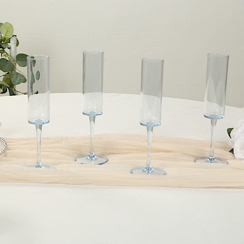 6 Cylindrical 6 oz Reusable Plastic Champagne Flute Glasses