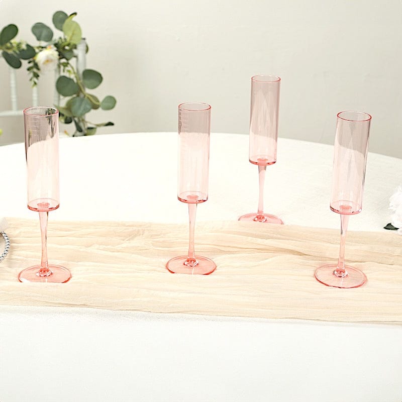 6 Cylindrical 6 oz Reusable Plastic Champagne Flute Glasses