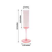 6 Cylindrical 6 oz Reusable Plastic Champagne Flute Glasses