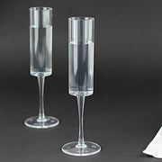 6 Cylindrical 6 oz Reusable Plastic Champagne Flute Glasses
