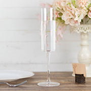 6 Cylindrical 6 oz Reusable Plastic Champagne Flute Glasses