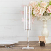 6 Cylindrical 6 oz Reusable Plastic Champagne Flute Glasses