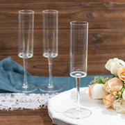 6 Cylindrical 6 oz Reusable Plastic Champagne Flute Glasses