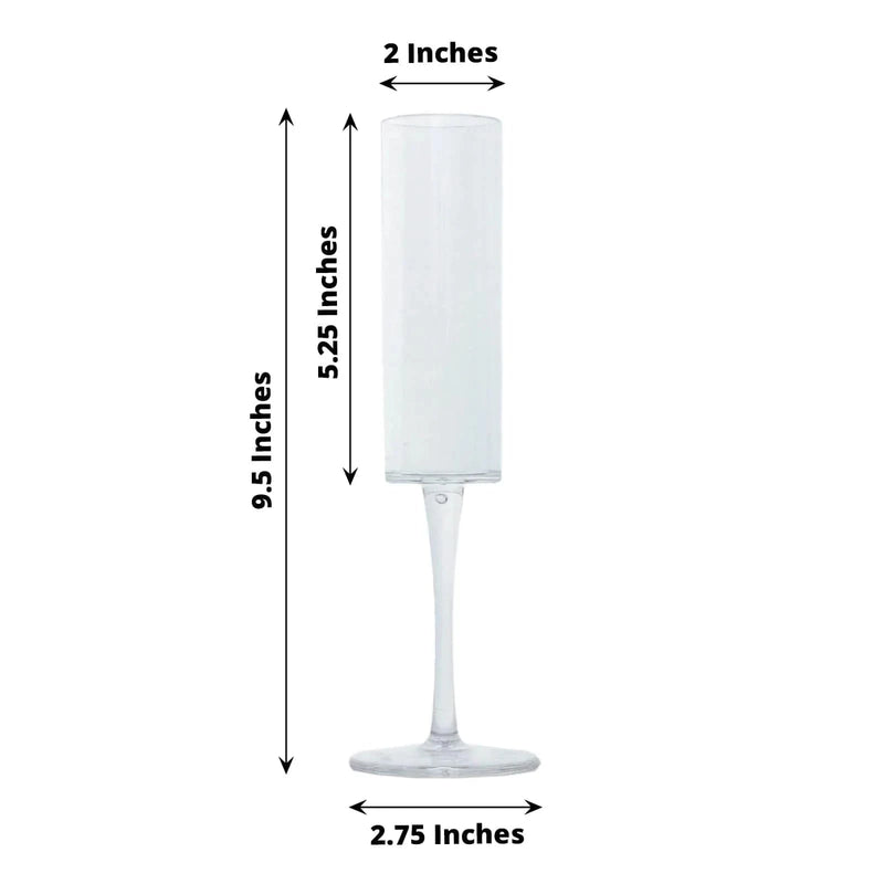 6 Cylindrical 6 oz Reusable Plastic Champagne Flute Glasses