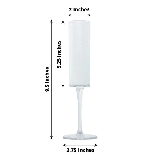6 Cylindrical 6 oz Reusable Plastic Champagne Flute Glasses