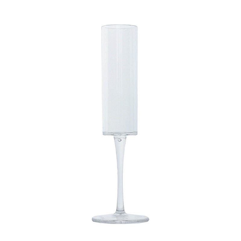 6 Cylindrical 6 oz Reusable Plastic Champagne Flute Glasses DSP_CUCP007_6_CLR